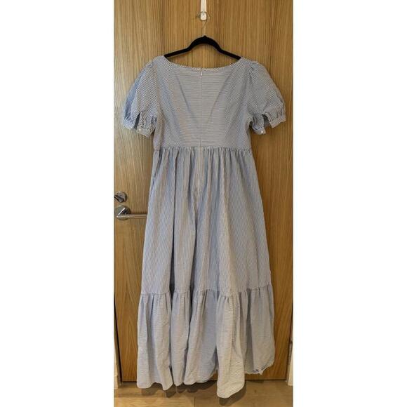 Brooks Brothers Regency Seersucker Sundress White Blue Size 12 Stretch Cotton - Picture 4 of 9